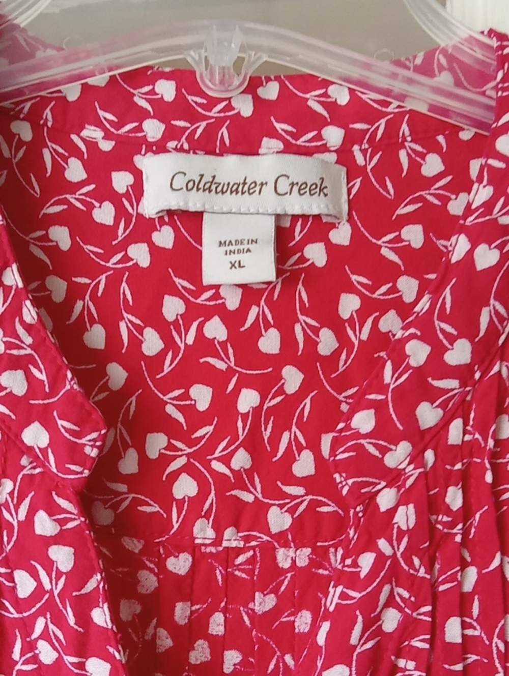 ColdWater Creek Pink-Red Button Front Floral Shirt - Picture 2 of 5